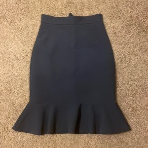 H&M Navy Pencil Skirt with Ruffle Hem